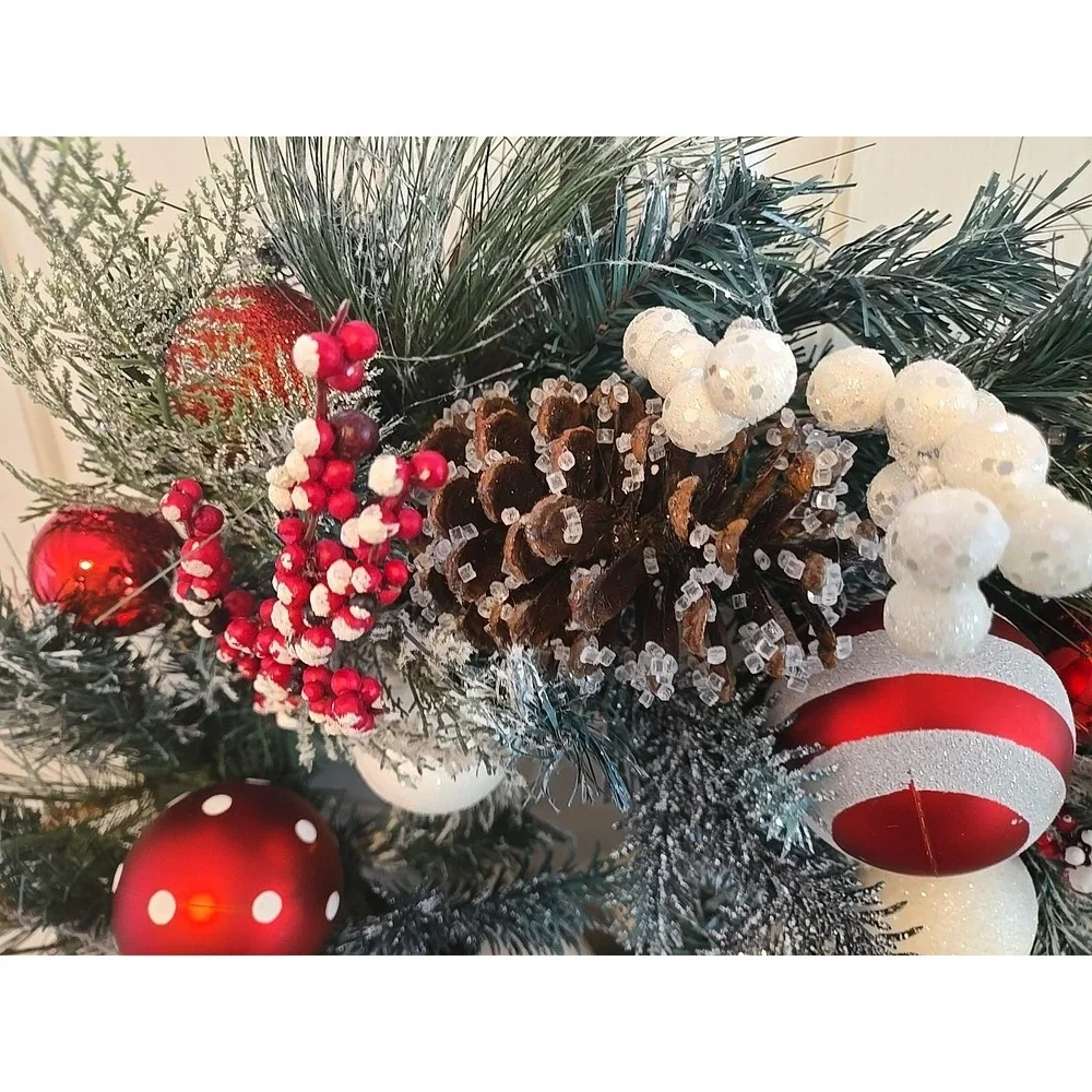 Valery Madelyn 24'' Pre-Lit Christmas Wreath for Front Door w Light Candy Cane
